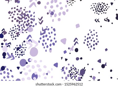 Light Purple vector backdrop with memphis shapes. Illustration with colorful gradient shapes in abstract style. Modern design for your business card.