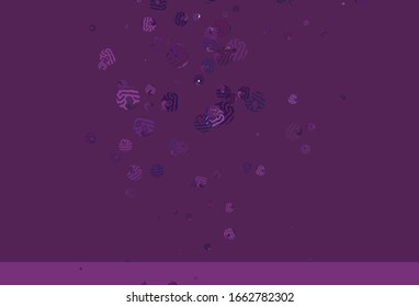 Light Purple vector backdrop with memphis shapes. Colorful chaotic forms with gradient in modern style. Simple design for your web site.