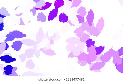 Hellvioletter Vektorhintergrund mit Memphis-Formen. Moderne abstrakte Illustration mit bunten Zufallsformen. Elegantes Design für Bildschirmhintergründe.