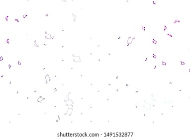 Light Purple vector backdrop with music notes. Modern abstract illustration with melody keys. Pattern for festival leaflets.