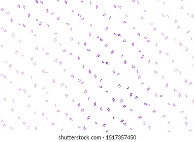 Light Purple vector backdrop with music notes. Decorative design in abstract style with music shapes. Pattern for websites of musitians.
