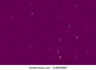 Light Purple vector backdrop with music notes. Decorative design in abstract style with music shapes. Pattern for websites of musitians.