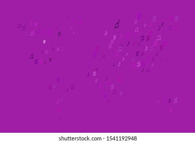 Light Purple vector backdrop with music notes. Shining illustration of colorful gradient music notes. Template for fasion magazines.