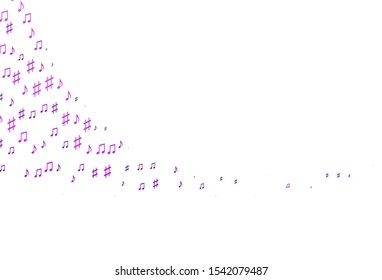 Light Purple vector backdrop with music notes. Abstract illustration with colorful symbols of melody. Pattern for websites of musitians.