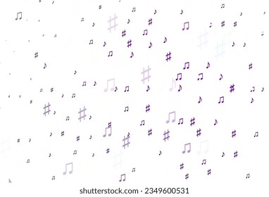 Fondo vector claro púrpura con notas musicales. Diseño decorativo de estilo abstracto con formas musicales. Patrón de los folletos del festival.