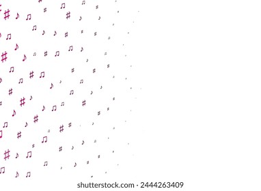 Light Purple vector backdrop with music notes. Modern abstract illustration with melody keys. Pattern for websites of musitians.