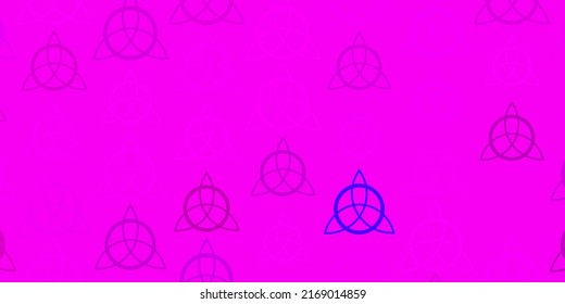 Light Purple vector backdrop with mystery symbols. Illustration with magical signs of spiritual power. Best design halloween events.