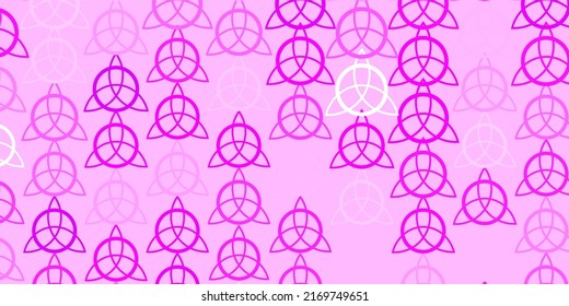 Light Purple vector backdrop with mystery symbols. Abstract illustration with gothic gradient shapes. Simple base for your occult design.