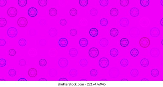 Fondo vector claro púrpura con símbolos misteriosos. Ilustración con signos mágicos de poder espiritual. Diseño sencillo para la representación oculta.