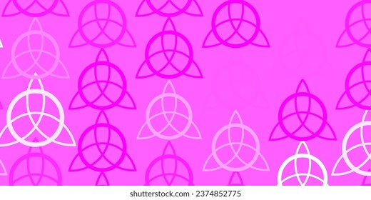 Light Purple vector backdrop with mystery symbols. Illustration with magical signs of spiritual power. Background for esoteric, mystic designs.