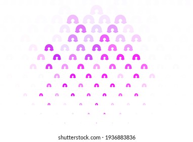 Light Purple vector backdrop with rainbows, clouds. Decorative illustration with rainbow, cloud shapes. Simple design for coloring books.
