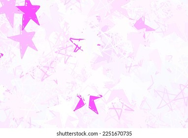 Light Purple vector backdrop with small and big stars. Shining colored illustration with stars. Best design for your ad, poster, banner.