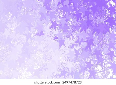 Light Purple vector backdrop with small and big stars. Decorative shining illustration with stars on abstract template. Smart design for your business advert.