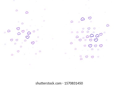 Light Purple vector backdrop with sweet hearts. Hearts on blurred abstract background with colorful gradient. Pattern for marriage gifts, congratulations.