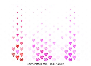 Light Purple vector backdrop with sweet hearts. Beautiful celebration style hearts on abstract illustration. Design for a business advert of anniversary.