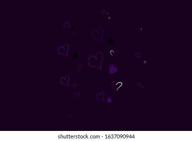 Light Purple vector backdrop with sweet hearts. Beautiful abstract hearts on colorful gradient background. Design for celebrating of Valentine Day.