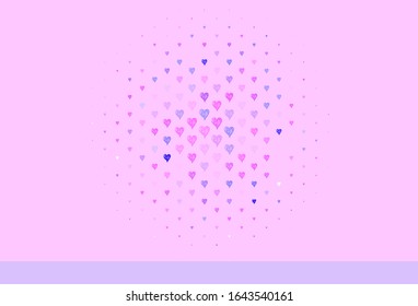 Light Purple vector backdrop with sweet hearts. Beautiful abstract hearts on colorful gradient background. Template for Valentine's greeting postcards.