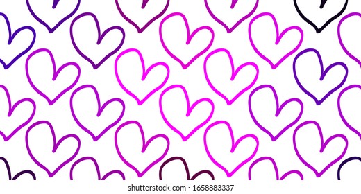 Light Purple vector backdrop with sweet hearts. Glitter abstract illustration with colorful hearts in romantic style. Design for your business advert of anniversary.