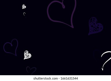 Light Purple vector backdrop with sweet hearts. Decorative design with hearts in simple style . Design for celebrating of Valentine Day.