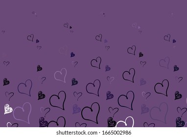 Light Purple vector backdrop with sweet hearts. Beautiful abstract hearts on colorful gradient background. Template for Valentine's greeting postcards.