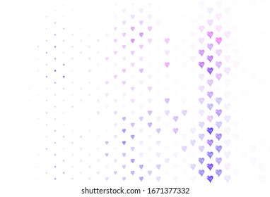 Light Purple vector backdrop with sweet hearts. Decorative design with hearts in simple style . Pattern for marriage gifts, congratulations.