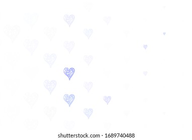 Light Purple vector backdrop with sweet hearts. Beautiful abstract hearts on colorful gradient background. Pattern for carnival, festival romantic leaflets.