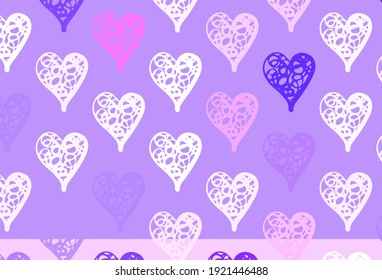 Fondo vector claro púrpura con corazones dulces. Diseño decorativo con corazones de estilo sencillo. Diseño para celebrar San Valentín.