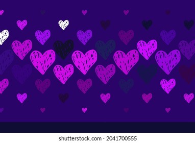 Light Purple vector backdrop with sweet hearts. Illustration with shapes of gradient hearts on blur backdrop. Pattern for carnival, festival romantic leaflets.