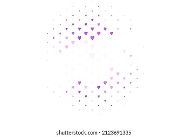 Light Purple vector backdrop with sweet hearts. Beautiful abstract hearts on colorful gradient background. Pattern for valentine's ad, booklets.