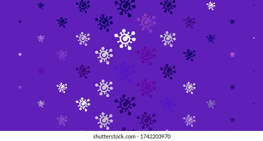 Light Purple vector backdrop with virus symbols. Colorful  gradient illness symbols in simple abstract style. Simple design against epidemic information.
