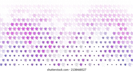 Hellvioletter Vektorhintergrund mit Virussymbolen. Farbige abstrakte Illustration mit Farbverlauf-medizinischen Formen. Bildschirmhintergrund für den Gesundheitsschutz.