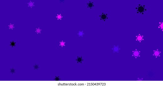 Light purple vector backdrop with virus symbols. Simple design in abstract style with infection forms. Simple drawing against danger fever.