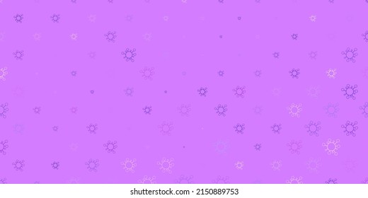 Light purple vector backdrop with virus symbols. Simple design in abstract style with infection forms. Design for biohazard warning.