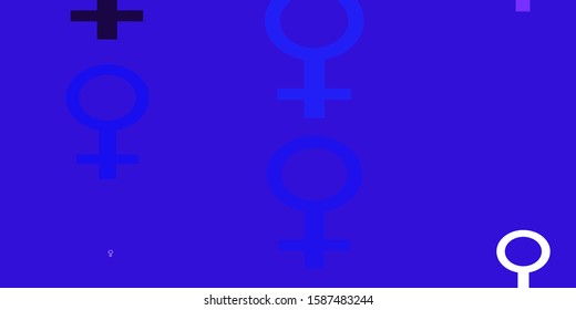 Light Purple vector backdrop with woman's power symbols. Colorful feminism symbols with a gradient in modern style. New design for your web apps.
