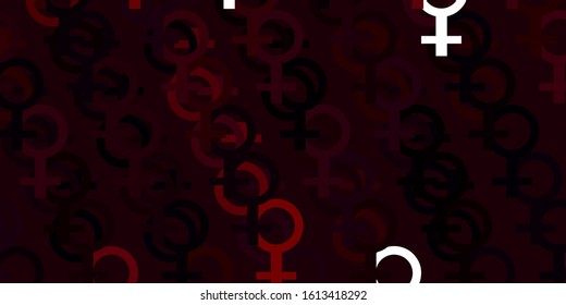 Light Purple vector backdrop with woman's power symbols. Illustration with signs of women's strength and power. Background for International Women’s Day.
