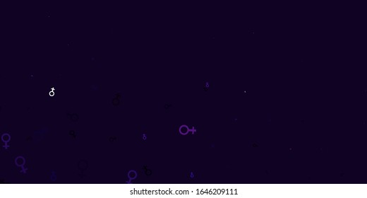 Light Purple vector backdrop with woman's power symbols. Simple design in abstract style with women’s rights activism. Elegant design for wallpapers.