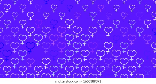 Light Purple vector backdrop with woman's power symbols. Simple design in abstract style with women’s rights activism. Elegant design for wallpapers.