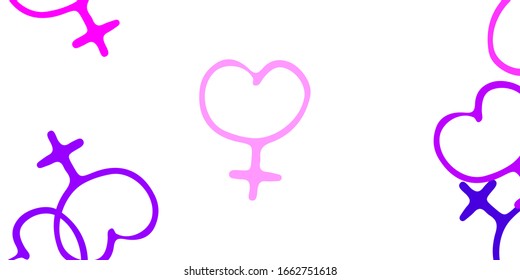 Light Purple vector backdrop with woman's power symbols. Abstract illustration with a depiction of women's power. Best design to show the power of women.