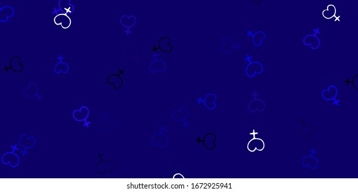 Light Purple vector backdrop with woman's power symbols. Abstract illustration with a depiction of women's power. Design for International Women’s Day.