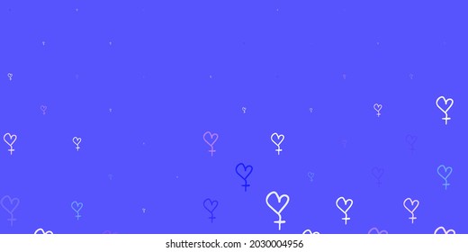 Light Purple vector backdrop with women power symbols. Illustration with signs of women strength and power. Best design to show the power of women.