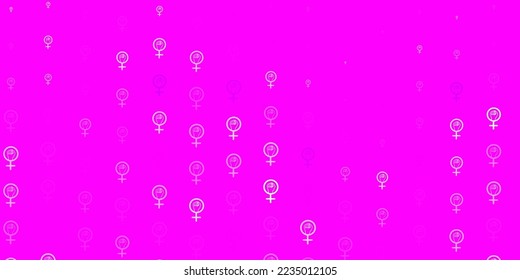 Fondo vector claro púrpura con símbolos de potencia femenina. Diseño simple en estilo abstracto con activismo por los derechos de la mujer. Diseño para el Día Internacional de la Mujer.