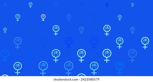 Light Purple vector backdrop with women power symbols. Abstract illustration with a depiction of women power. Design for International Women Day.