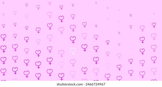 Fondo de Vector púrpura claro con símbolos de poder femenino. Diseño simple en estilo abstracto con activismo por los derechos de la mujer. El mejor diseño para mostrar el poder de las mujeres.