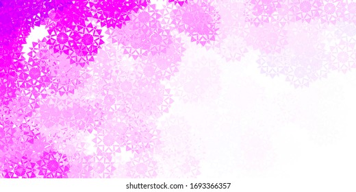 Light Purple vector backdrop with xmas snowflakes. Gradient colorful illustration with snow elements in xmas style. New year websites pattern.