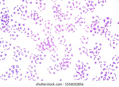 Light Purple vector background with arithmetic signs. Illustration with Numeral symbols on abstract template. Template for landing page of typography.