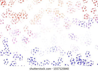 Light Purple vector background with arithmetic signs. Colored mathematic signs with gradient on white background. Pattern for posters, banners of math books.