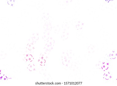 Light Purple vector background with arithmetic signs. Blurred design in simple style with collection of numerals. Best design a poster, banner of a math college.