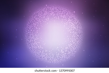 Light Purple vector background with astronomical stars. Shining colored illustration with bright astronomical stars. Template for cosmic backgrounds.
