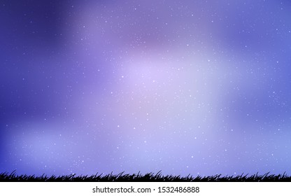 Light Purple vector background with astronomical stars. Blurred decorative design in simple style with galaxy stars. Template for cosmic backgrounds.