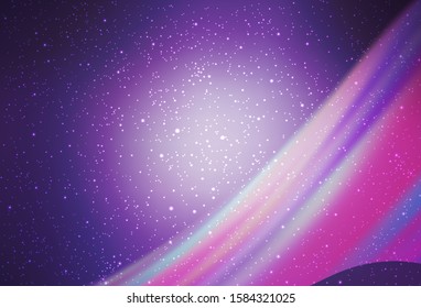 Light Purple vector background with astronomical stars. Blurred decorative design in simple style with galaxy stars. Template for cosmic backgrounds.